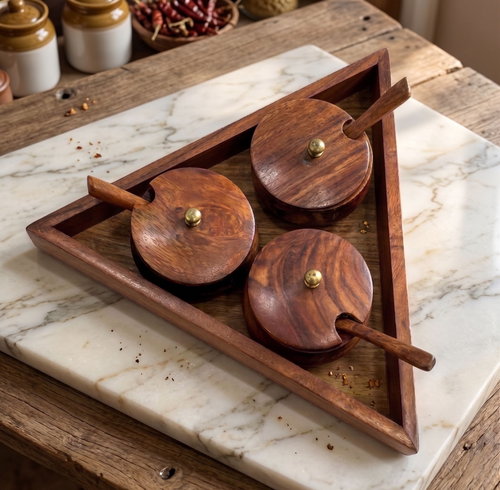 Handcrafted Wooden Spice & Condiment Set