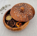Round Wooden Spice Box