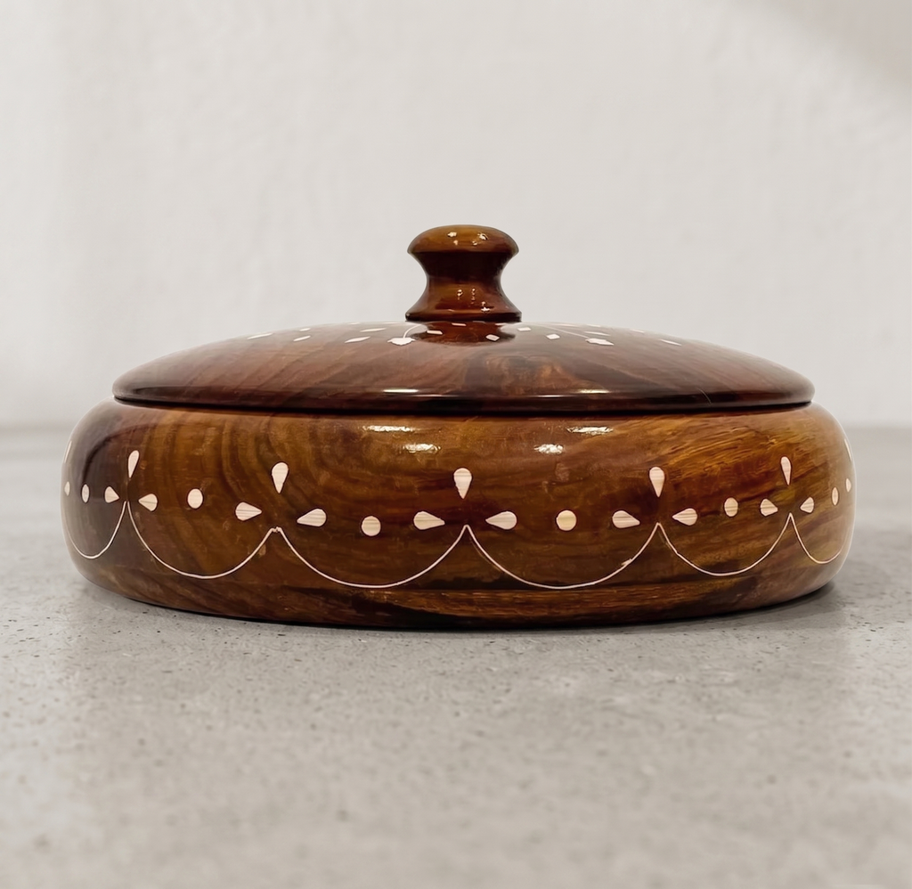 Round Wooden Spice Box