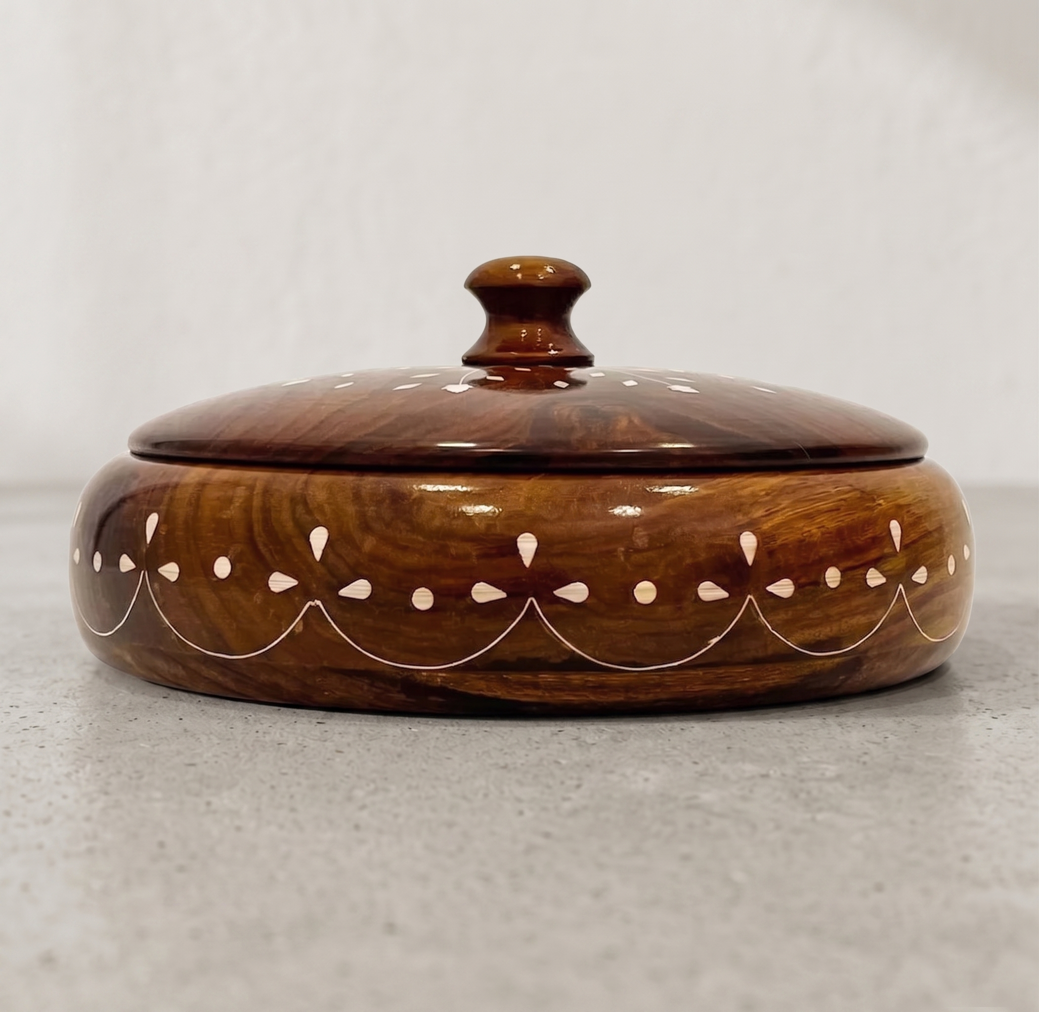 Round Wooden Spice Box