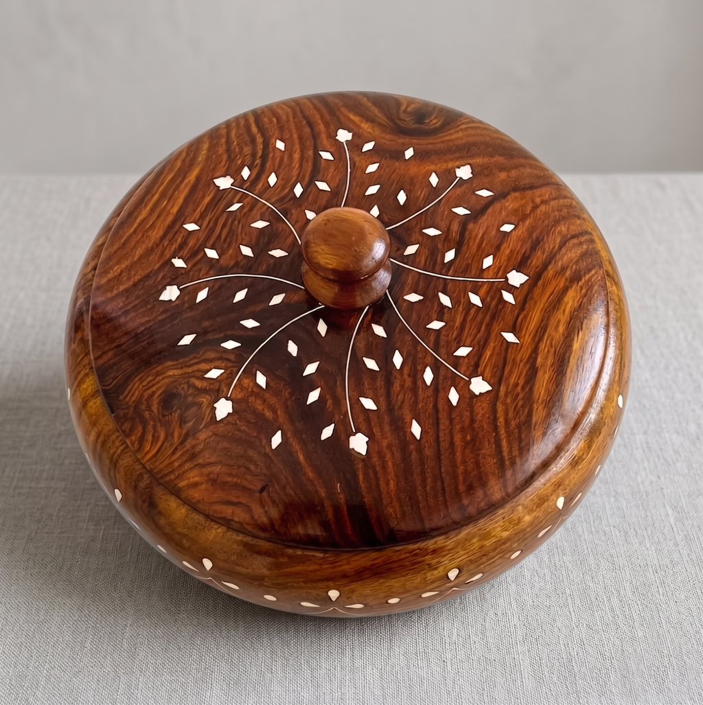 Round Wooden Spice Box
