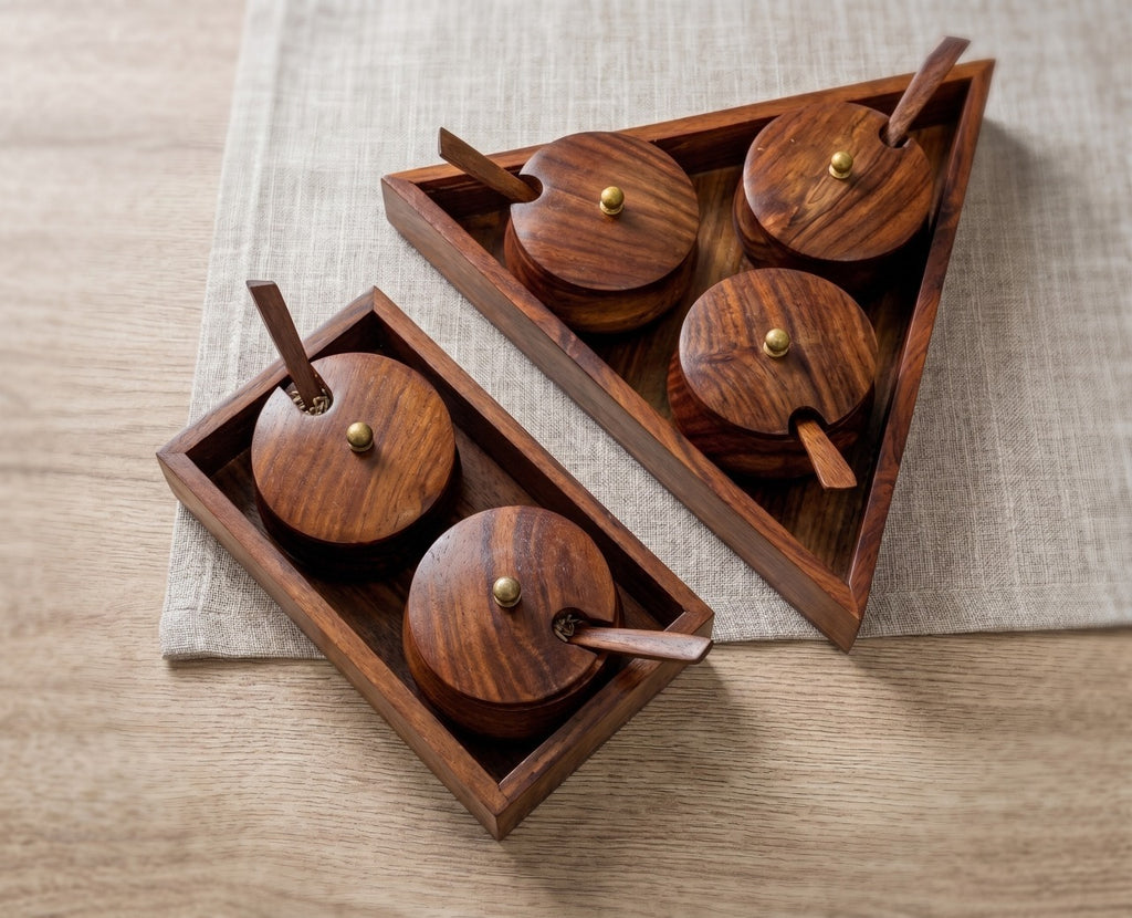 Handcrafted Wooden Spice & Condiment Set