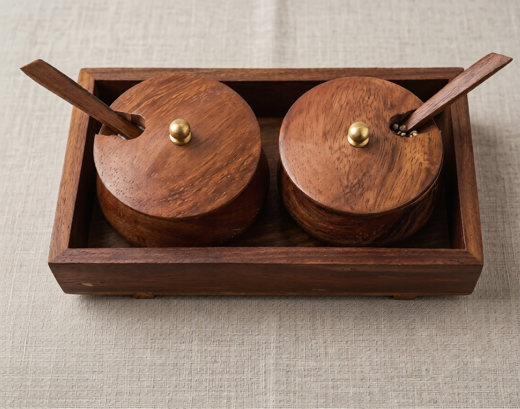 Handcrafted Wooden Spice & Condiment Set